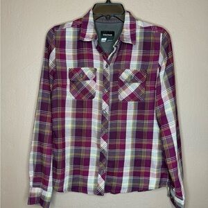 Marmot Women's Bridget Magenta Plaid Button Down Casual Western Outdoor Small